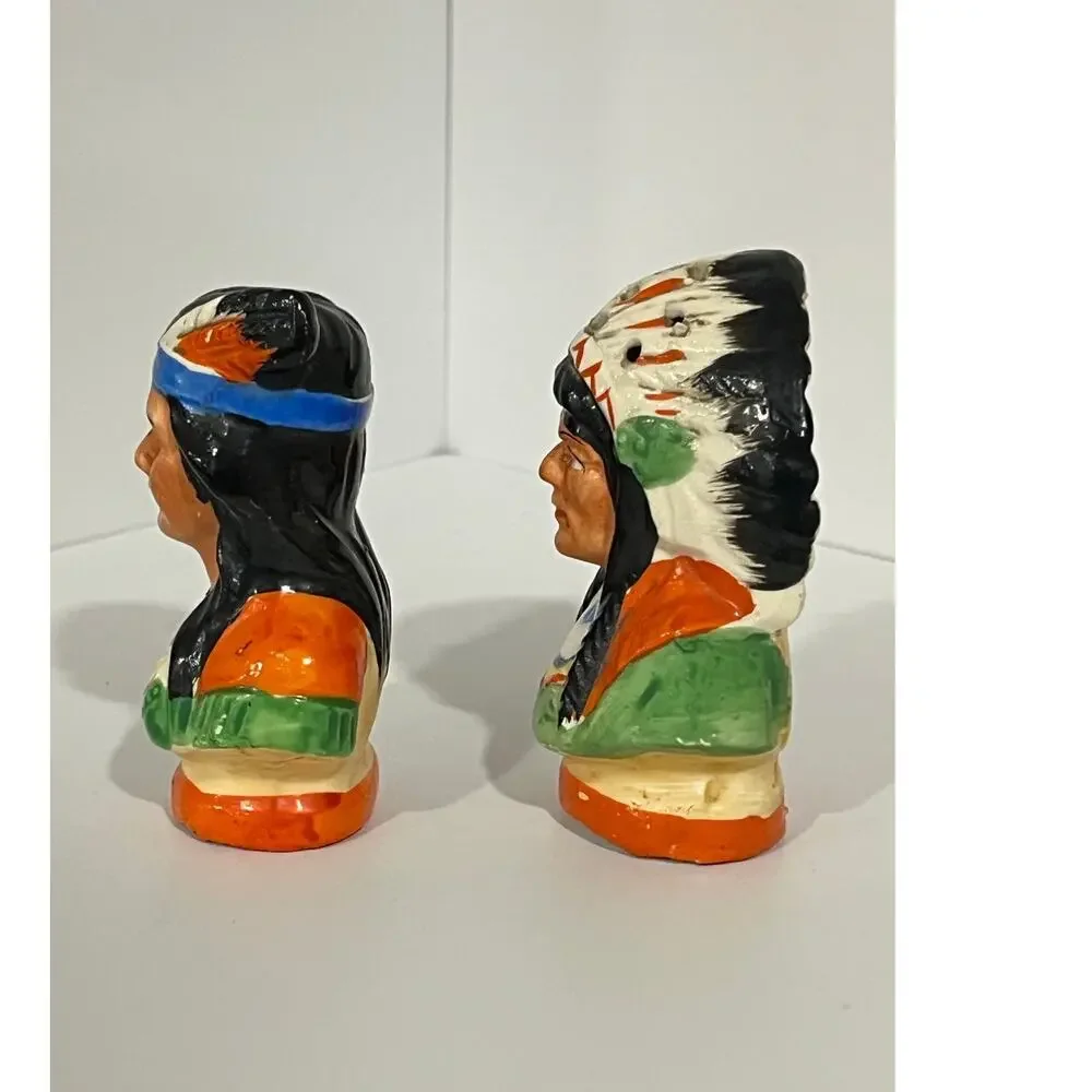 Vtg Native American Salt Pepper Shakers‎ Pair Southwestern Kitsch Made In Japan